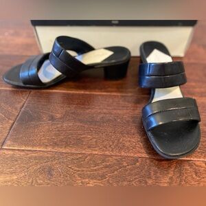 Black 2 strap sandals with 2 in heel, Liz Claiborne Flex, 7
